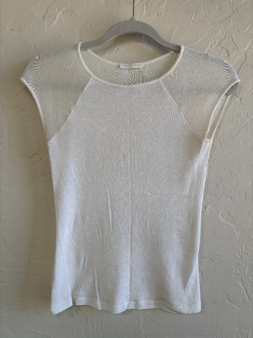 ZARA - White Cap-Sleeve Tee- Size M
